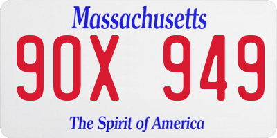 MA license plate 9OX949
