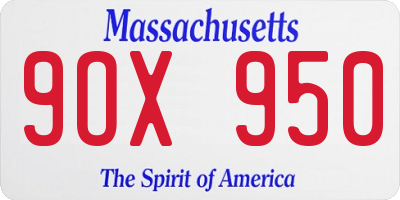 MA license plate 9OX950