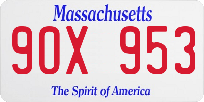 MA license plate 9OX953