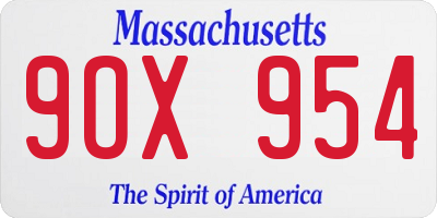 MA license plate 9OX954