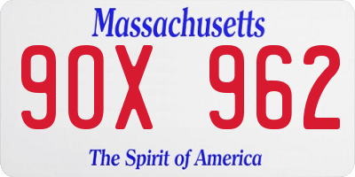 MA license plate 9OX962