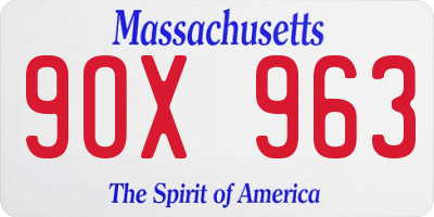MA license plate 9OX963