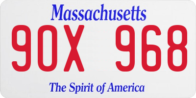 MA license plate 9OX968