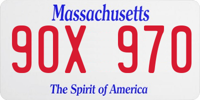 MA license plate 9OX970
