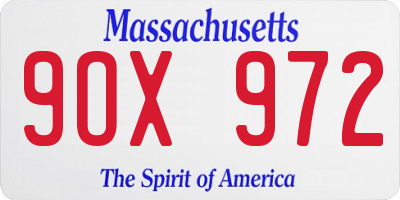 MA license plate 9OX972