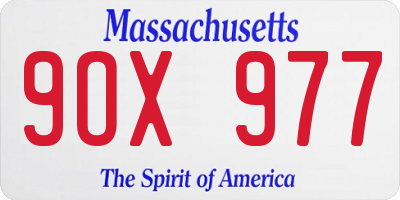 MA license plate 9OX977