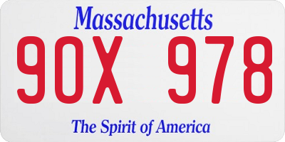 MA license plate 9OX978