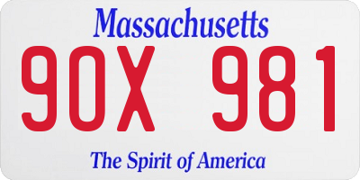 MA license plate 9OX981
