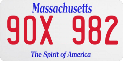 MA license plate 9OX982