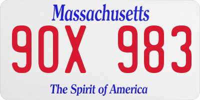 MA license plate 9OX983
