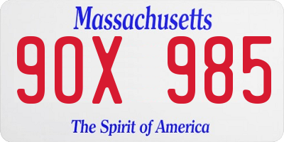 MA license plate 9OX985