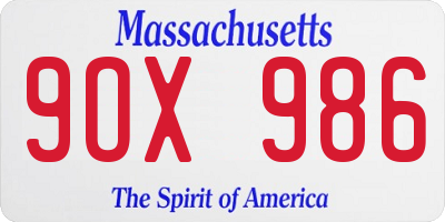 MA license plate 9OX986