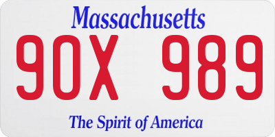 MA license plate 9OX989