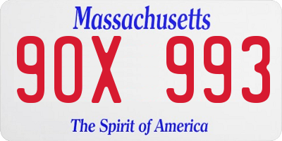 MA license plate 9OX993