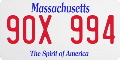 MA license plate 9OX994