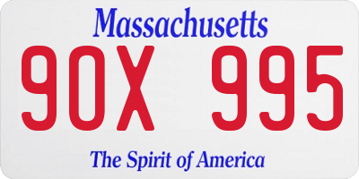 MA license plate 9OX995