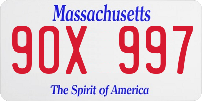 MA license plate 9OX997