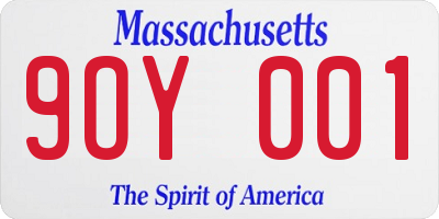 MA license plate 9OY001