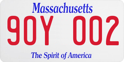 MA license plate 9OY002
