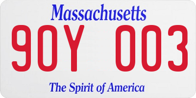 MA license plate 9OY003