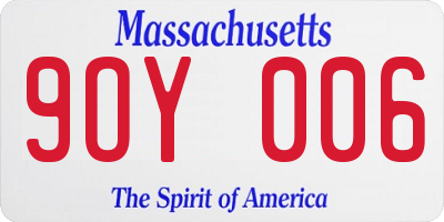 MA license plate 9OY006