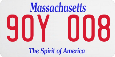 MA license plate 9OY008