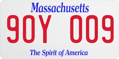 MA license plate 9OY009