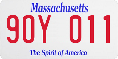 MA license plate 9OY011