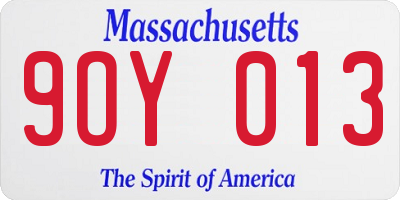 MA license plate 9OY013