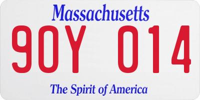 MA license plate 9OY014