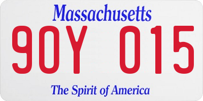 MA license plate 9OY015