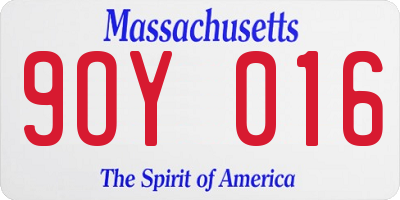 MA license plate 9OY016