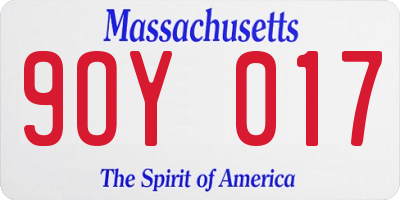 MA license plate 9OY017