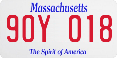 MA license plate 9OY018