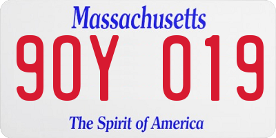 MA license plate 9OY019