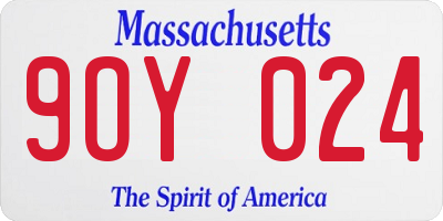 MA license plate 9OY024