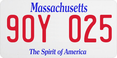 MA license plate 9OY025