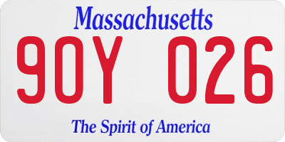 MA license plate 9OY026