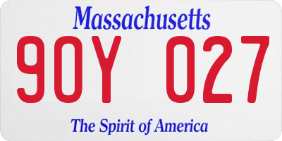 MA license plate 9OY027