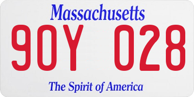 MA license plate 9OY028