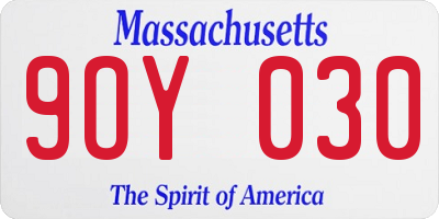 MA license plate 9OY030