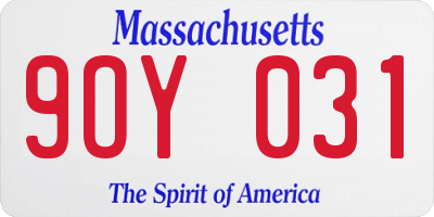 MA license plate 9OY031