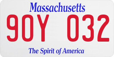 MA license plate 9OY032
