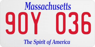 MA license plate 9OY036