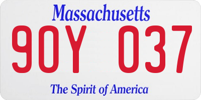 MA license plate 9OY037