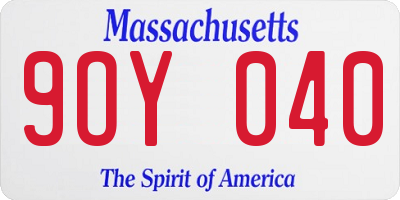 MA license plate 9OY040