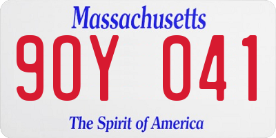 MA license plate 9OY041