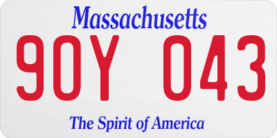 MA license plate 9OY043