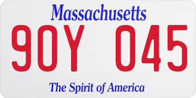 MA license plate 9OY045