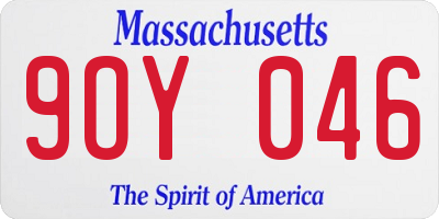 MA license plate 9OY046